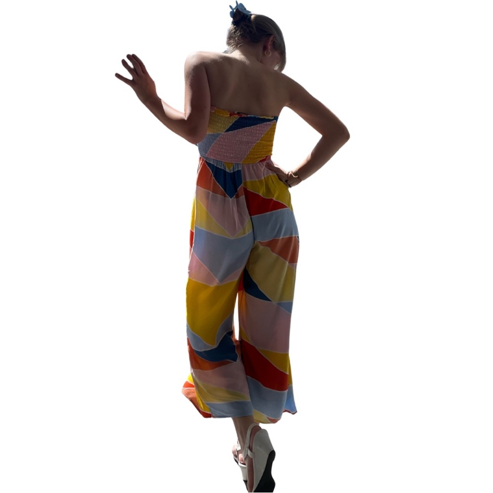 Forever 21 Strapless Multicolor Geometric Jumpsuit. - Picture 5 of 6